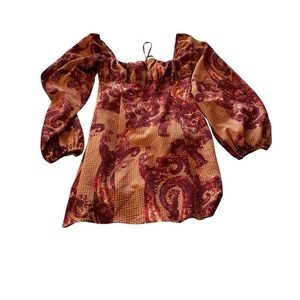 Urban Outfitters Paisley Blouse in Brown and Red